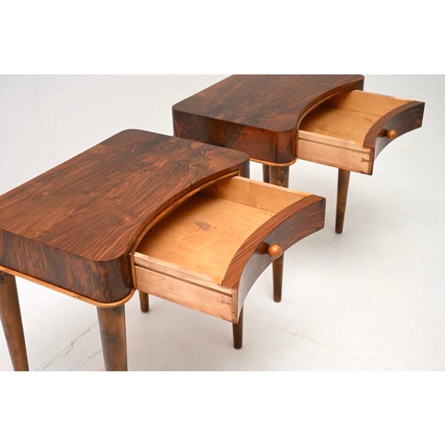 Wood Vintage Art Deco Swedish Walnut Side Tables, 1930, Set of 2 For Sale - Image 7 of 11
