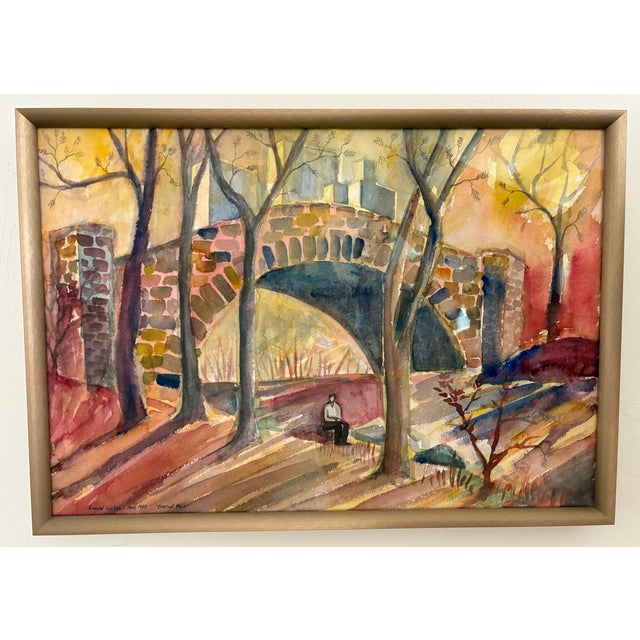 Watercolor - Arnold Weber (1931-2010) Central Park For Sale - Image 11 of 11