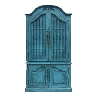 French Country Bonnet Top Two Piece Armoire For Sale