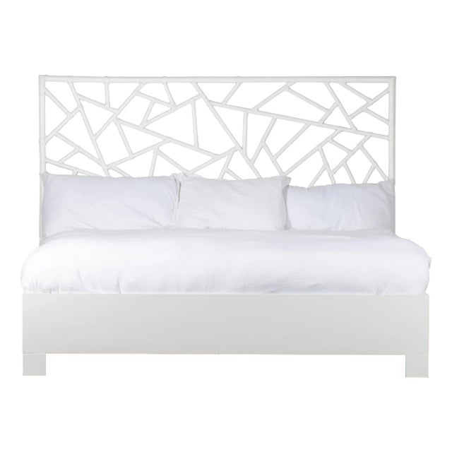 Tiffany Platform Bed King, White For Sale
