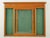 Vintage French City Hall wall mounted bulletin board display case. It features an oak medium stained wood frame, two glass...