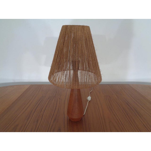Mid-Century Teak and Sisal Table Lamp, Denmark, 1950s For Sale - Image 4 of 12