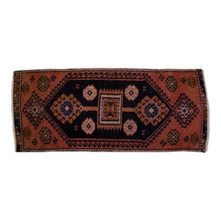 Turkish Rug Hand-Knotted Medallion Pattern Yastik Rug Entry Decor Doormat Rug - 17'' X 40'' For Sale