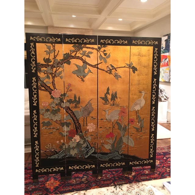 Antique/Vintage Chinese Coromandel Gold Leaf Screen Chairish