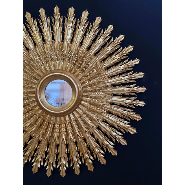 20th Century Sunburst Carved Golden Mirror For Sale - Image 6 of 13