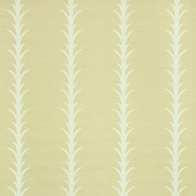 This pattern is a stylized stripe based on a classic acanthus motif. Elegant and airy, the design is printed on a sisal...