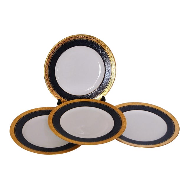 Noritake Cobalt Blue Gold Salad Plates- Set of 4 For Sale