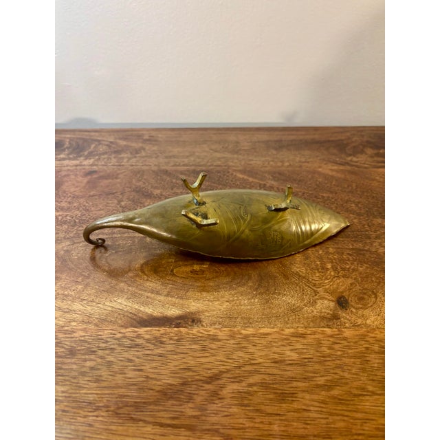 Vintage French Bronze Leaf Dish by Loys Paris, Fish Motif Catchall For Sale - Image 9 of 9
