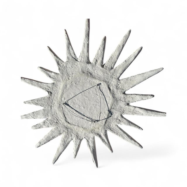 Handmade Plaster Sunburst Mirror With Turqoise Embellishments by Mb Maison For Sale - Image 10 of 10
