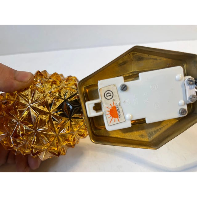 Metal Danish Brass & Glass Wall Sconce by J. Sommer, 1960s For Sale - Image 7 of 8