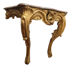 18th Century Louis XV Wall-Mounted Console Table in Carved and Gilded Wood, France