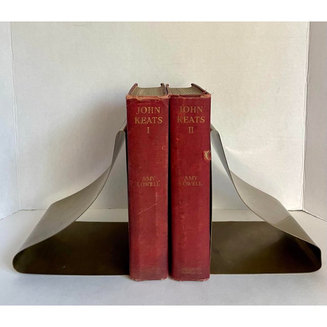 Mid-Century Modernist Sculptural Solid Brass Bookends Attributed to Sarried For Sale - Image 11 of 12