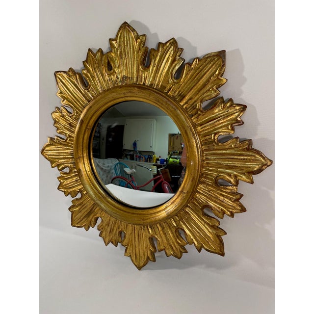Vintage French Style Giltwood Sunburst Wall Mirror For Sale - Image 12 of 15