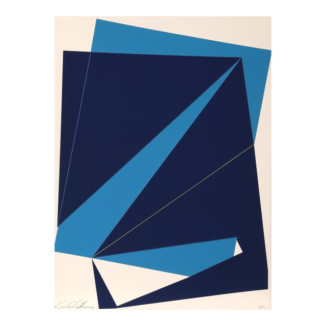 Cris Cristofaro, Navy and Blue Rectangles, Geometric Screenprint For Sale