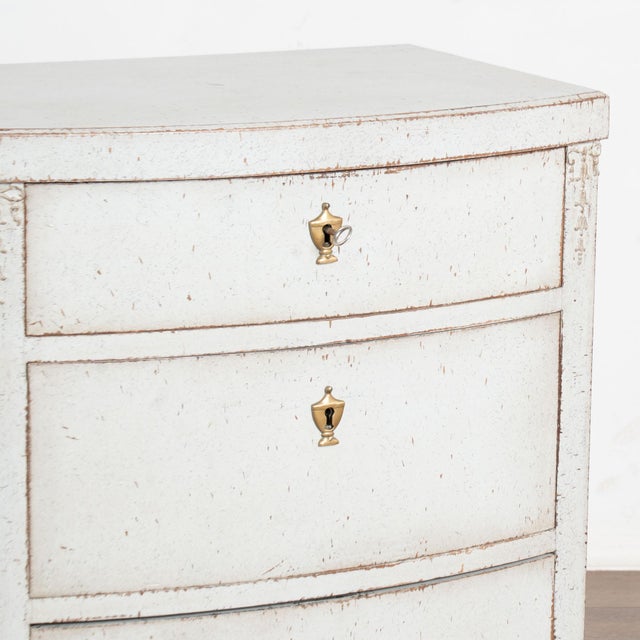 19th Century Gray Danish Bow Front Small Chest of Three Drawers or Nightstand For Sale - Image 9 of 13
