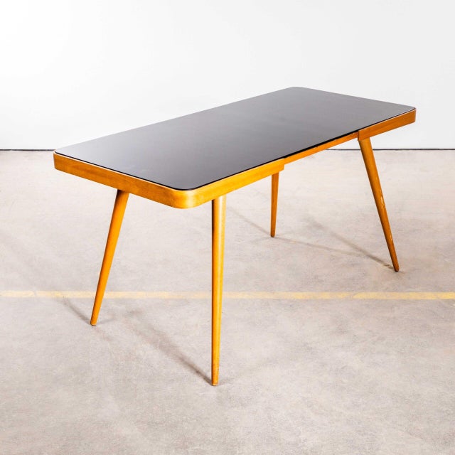 Wood Mid-Century Occasional Table in Black Glass from Jiri Jiroutek, Czech, 1950s For Sale - Image 7 of 7