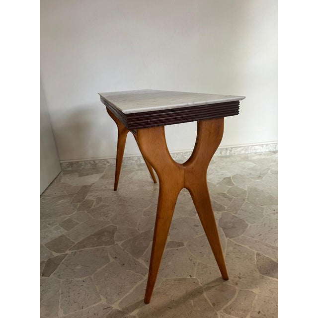 Console Table in Marble and Wood with Brass Top, Italy, 1950s, in Flawless conditions. Designed 1950 to 1959