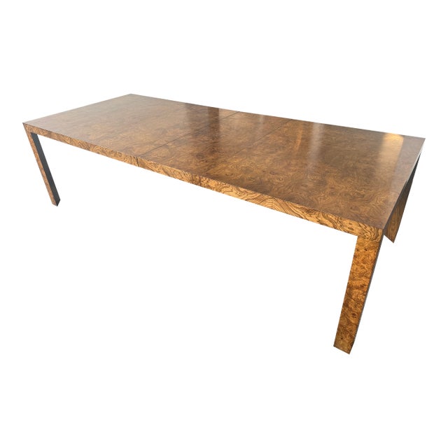 Edward Wormley for Dunbar Olive Burl Dining Table Model D08 W/ Two Leaves – 1973 For Sale