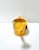 Charming vintage yellow toleware watering can featuring a dimensional white floral appliqué, perfect as a cottage garden...