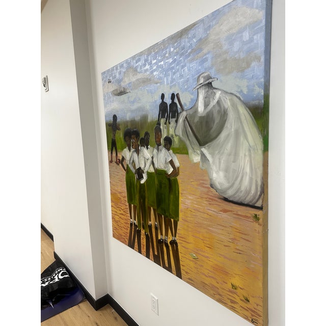 Contemporary "Back in Time", Oil on Canvas Painting by Seromo Okoro For Sale - Image 3 of 4