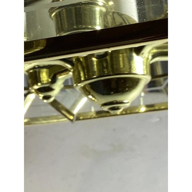 Brass Vintage Brass & Glass Starburst Chandelier 16" Hanging Ceiling Light Fixture For Sale - Image 8 of 13
