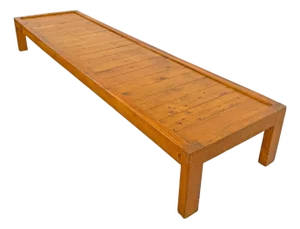 1960s Low Slatted Wood Bench or Table in the Manner of Charlotte Perriand