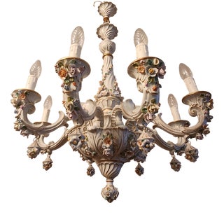 Hand-Shaped Chandelier in Porcelain from Capodimonte, 1960s For Sale