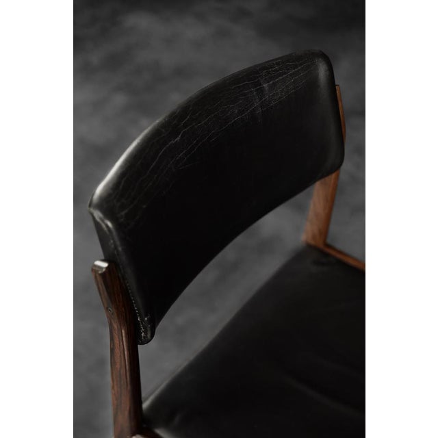 Mid-Century Scandinavian Modern Rosewood & Black Leather Chairs by H.W. Klein for Bramin, 1960s, Set of 3 For Sale - Image 16 of 18