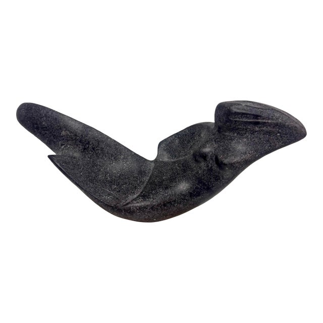 1980s Modernist Reclining Stone Figure Sculpture on Marble Base Signed Ramosa For Sale