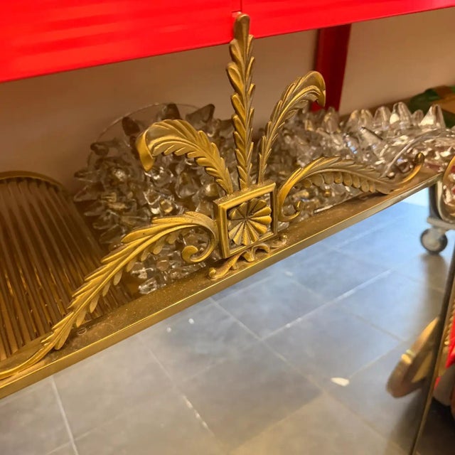 Mid-Century Modern 1950s Gio Ponti Style Mid-Century Modern Brass Shield Wall Mirror For Sale - Image 3 of 14