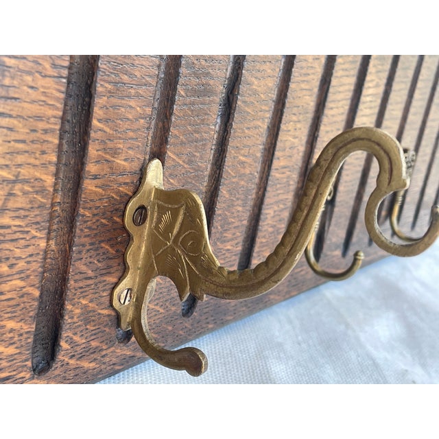 Brown Antique Neo-Gothic Coat Rack in Oak, 1890s For Sale - Image 8 of 18