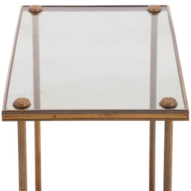 Mid 20th Century French Brass and Smoked Glass End Table in the Manner of Maison Jansen, C. 1950 For Sale - Image 5 of 7