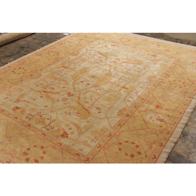 Rug & Kilim Vintage Oushak Rug in Gold & Orange With Floral Patterns - Rug & Kilim For Sale - Image 4 of 9