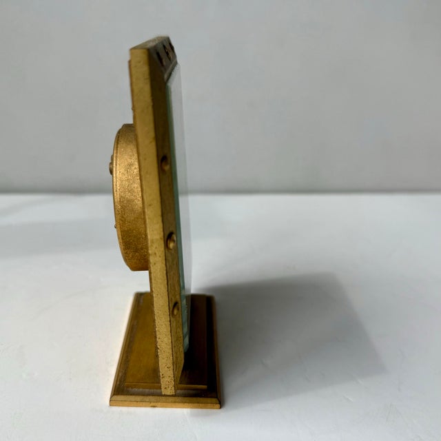 Vintage Brass Boudoir Desk Clock With “The Swing” Art Print Face Working Condition For Sale In New York - Image 6 of 11