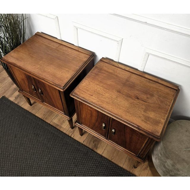 Wood Mid-Century Italian Wood Bedside Tables, 1950s, Set of 2 For Sale - Image 7 of 11