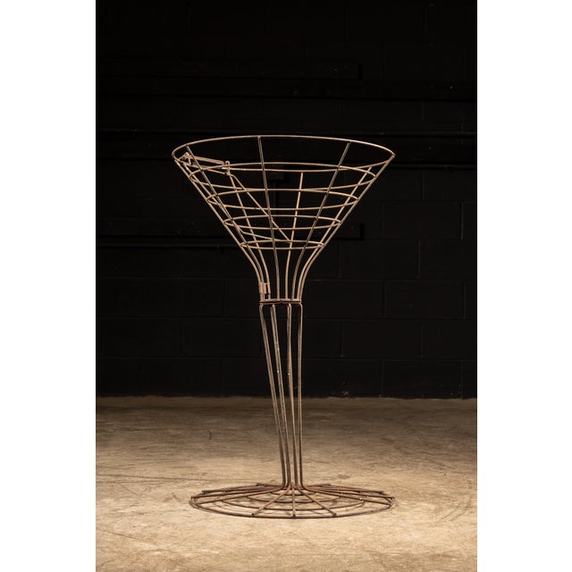 Mid 20th Century Large Figural Wire Frame Martini Glass Store Display With Sign Frame For Sale - Image 4 of 4