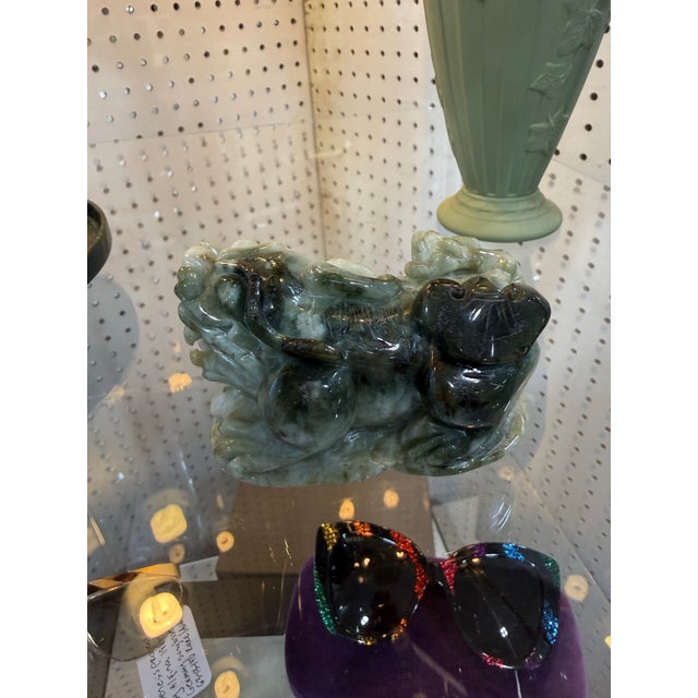 Chinese Natural Du Shan Jade Carving Wealth Yuanbao Pixiu Beast Sculpture 3.5in 3 1/2 inches wide 2 1/2 inches tall...