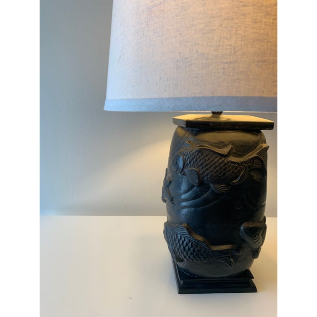 1990s Bronze Koi Fish Relief Table Lamp Chairish