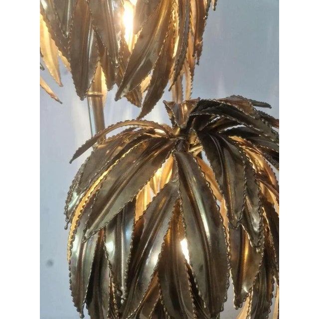 1970s Vintage French Brass Palm Tree Table Lamp from Maison Jansen, 1970s For Sale - Image 5 of 9