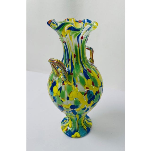Green Vintage Handcrafted Murano Glass Amphora from Fratelli Toso, 1970s For Sale - Image 8 of 14