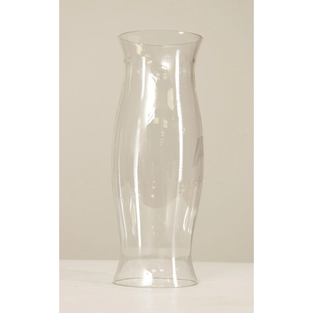 Federal Style Vintage Pair Of Eagle Etched Glass Hurricane Shades For Sale - Image 11 of 12