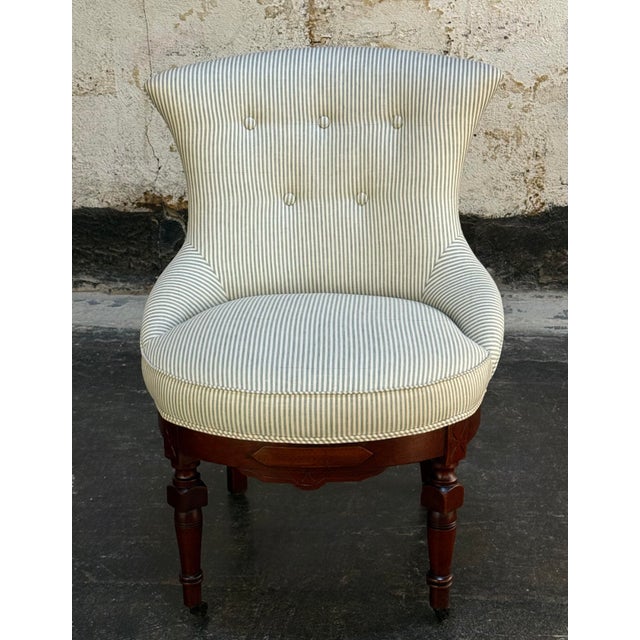 Victorian Swedish Rococo Revival Victorian Slipper “Emma” Chair C. 1880 - Fully Restored For Sale - Image 3 of 9