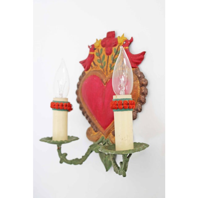 1970s Vintage Italian Lovebirds Florentine Wall Lamp, 1970s For Sale - Image 5 of 9