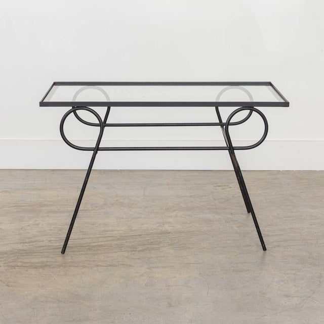 French 1940s French Iron and Glass Side Table For Sale - Image 3 of 13