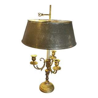 Antique Buillotte Table Lamp With Slate Grey Metal Shade For Sale