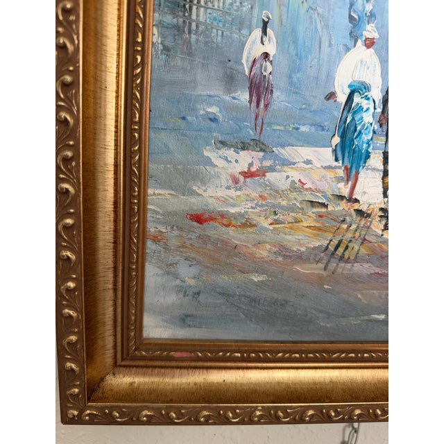 Gray Late 20th Century Listed Artist C.Burnett(IX-XX) Oil Painting Paris Street Scene, Arc De Triomphe For Sale - Image 8 of 12