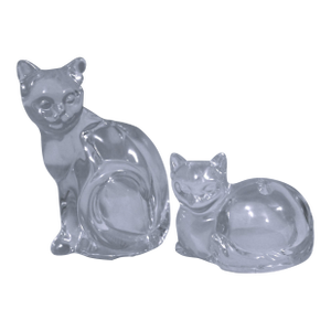 Vintage Attributed to Lenox Clear Lead Crystal Sitting Cats Salt & Pepper Shakers