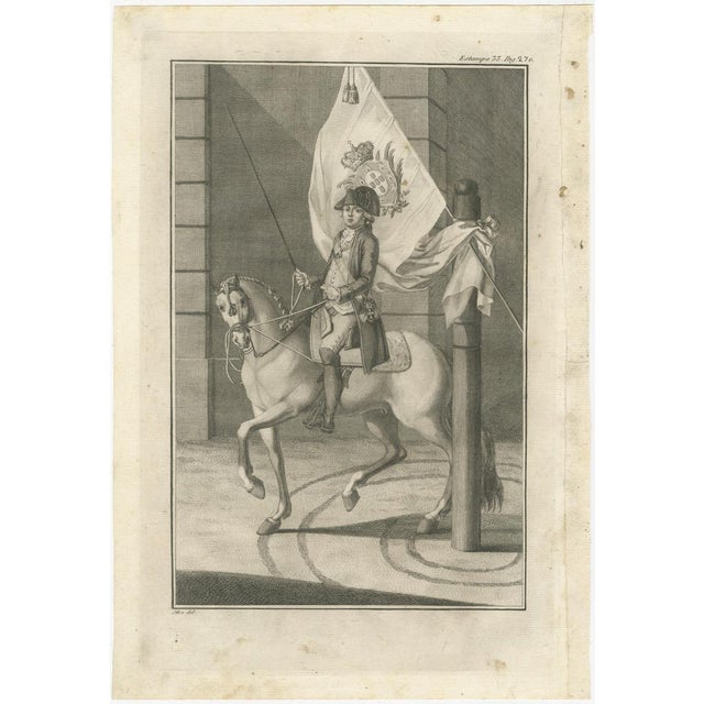 Robert Bénard, Portuguese Cavalry Officer with Royal Standard, 1790, Paper Engraving For Sale - Image 3 of 9