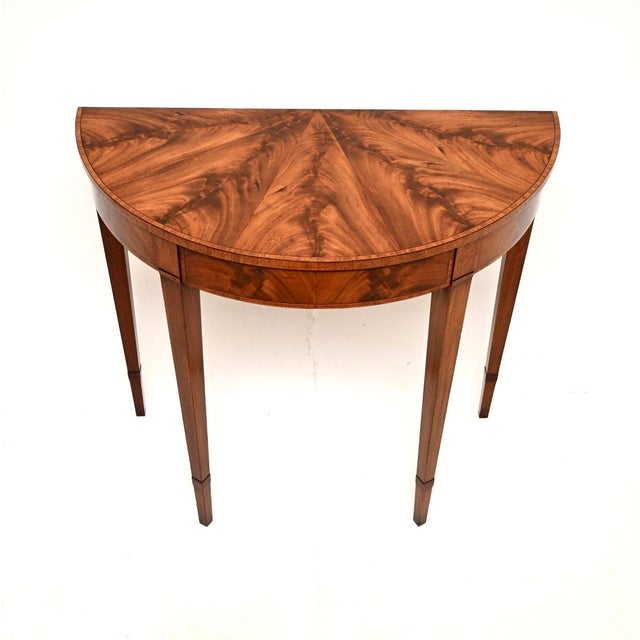 1930s Antique Georgian Style Inlaid Console Table, 1930 For Sale - Image 5 of 9