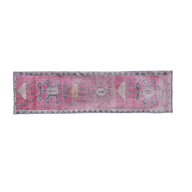 Vintage Faded Turkish Herki Runner Rug 2'11'' X 10'8'' 35'' x 127.9'' / 89 x 325 cm Hand woven with high quality pure wool...